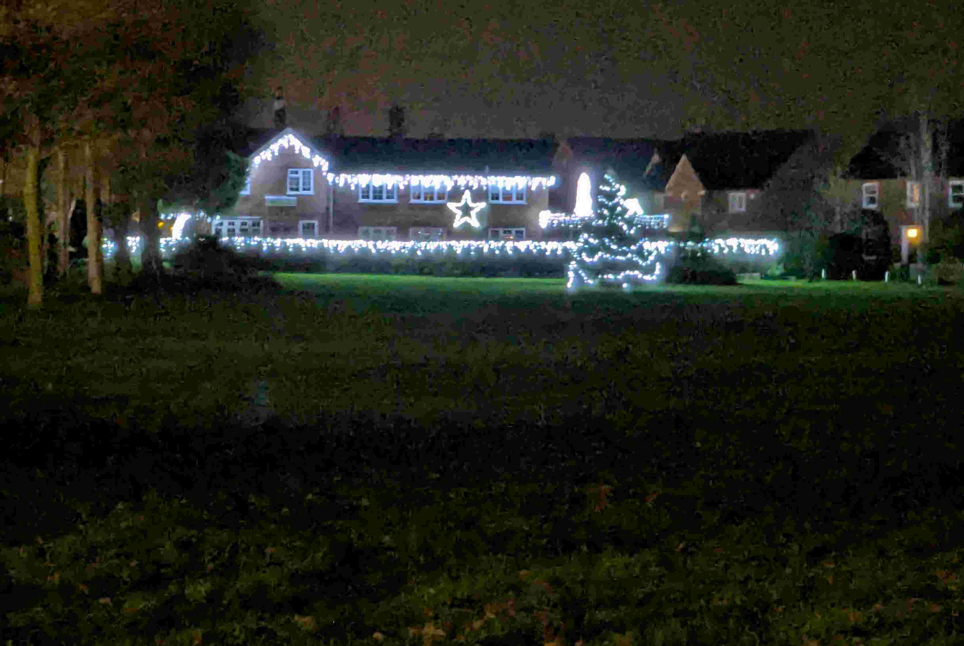Christmas lights on the village green, 8th December